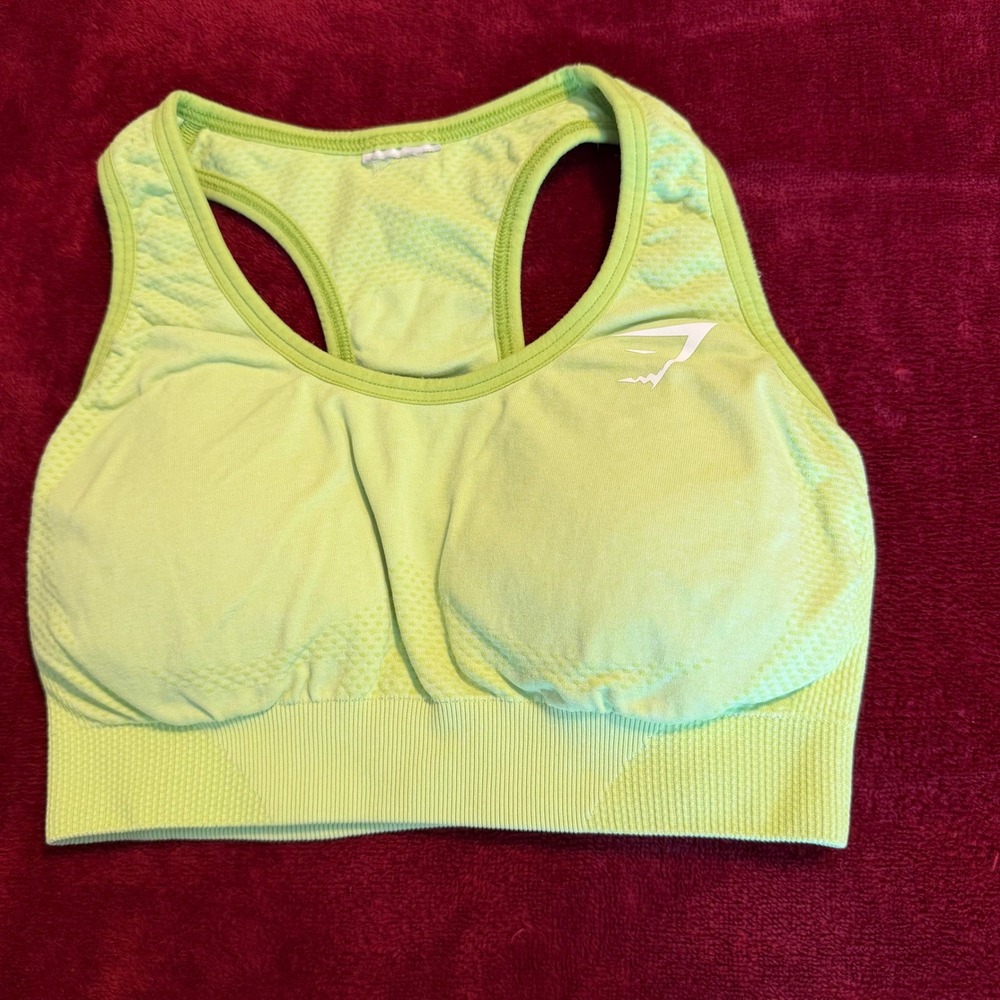 Gymshark Vital Seamless Sports Bra Lime Green Racerback Activewear Womens XS/S